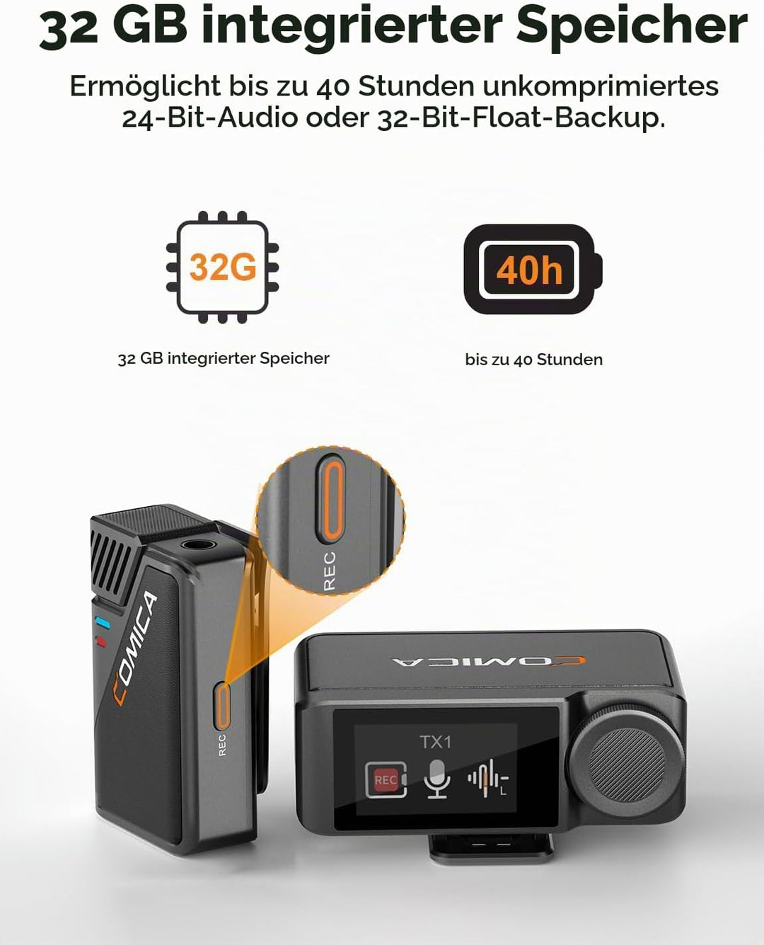 COMICA BooMax Lavalier Mikrofon Wireless - 32-Bit Float Aufnahme, Niere/Omnidirektionale Aufnahme, 2