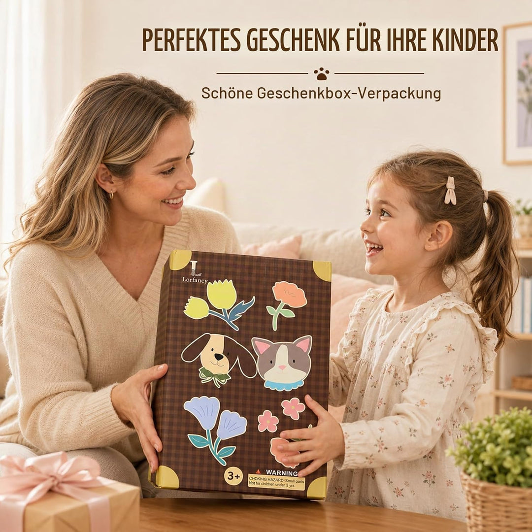 Kuscheltier Katze Hund Ankleiden Set - Koffer Geschenk Mädchen 3-6 | Spielzeug Rollenspiel mit Trage