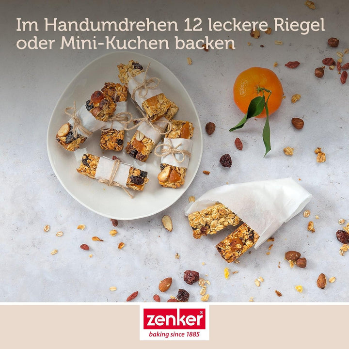 Zenker Müsliriegel Backform – Silikonform zum Backen von 12 Riegel – Müsliform aus Silikon mit Antih