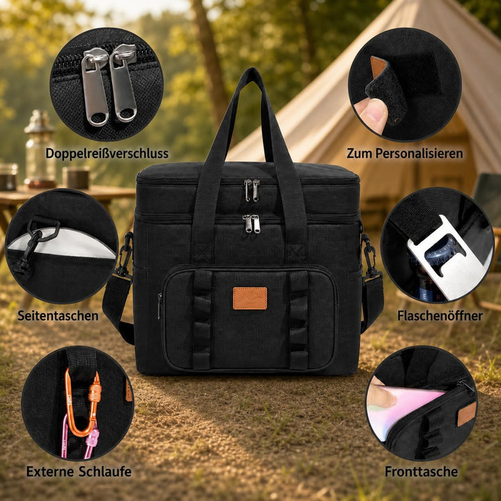 Grosse Kühltasche 23L,Isoliertasche Camping,Picknick Tasche mit Schultergurt