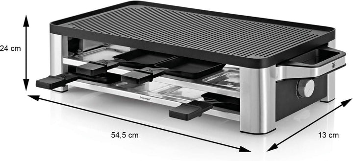 WMF Lono Raclette Grill mit Pfännchen und Schiebern, Raclette 8 Personen, 15 W, edelstahl