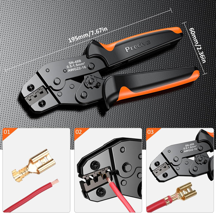 Preciva Set mit 400 Stück Crimpzangen und elektrischen Steckverbindern Faston und Kabelschuhe [0,5-1