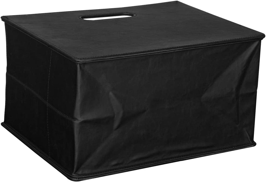 HofferRuffer Zeitungskorb aus Leder mit Griff, Zusammenklappbarer Zeitschriftenkorb Ständer 35 x 19