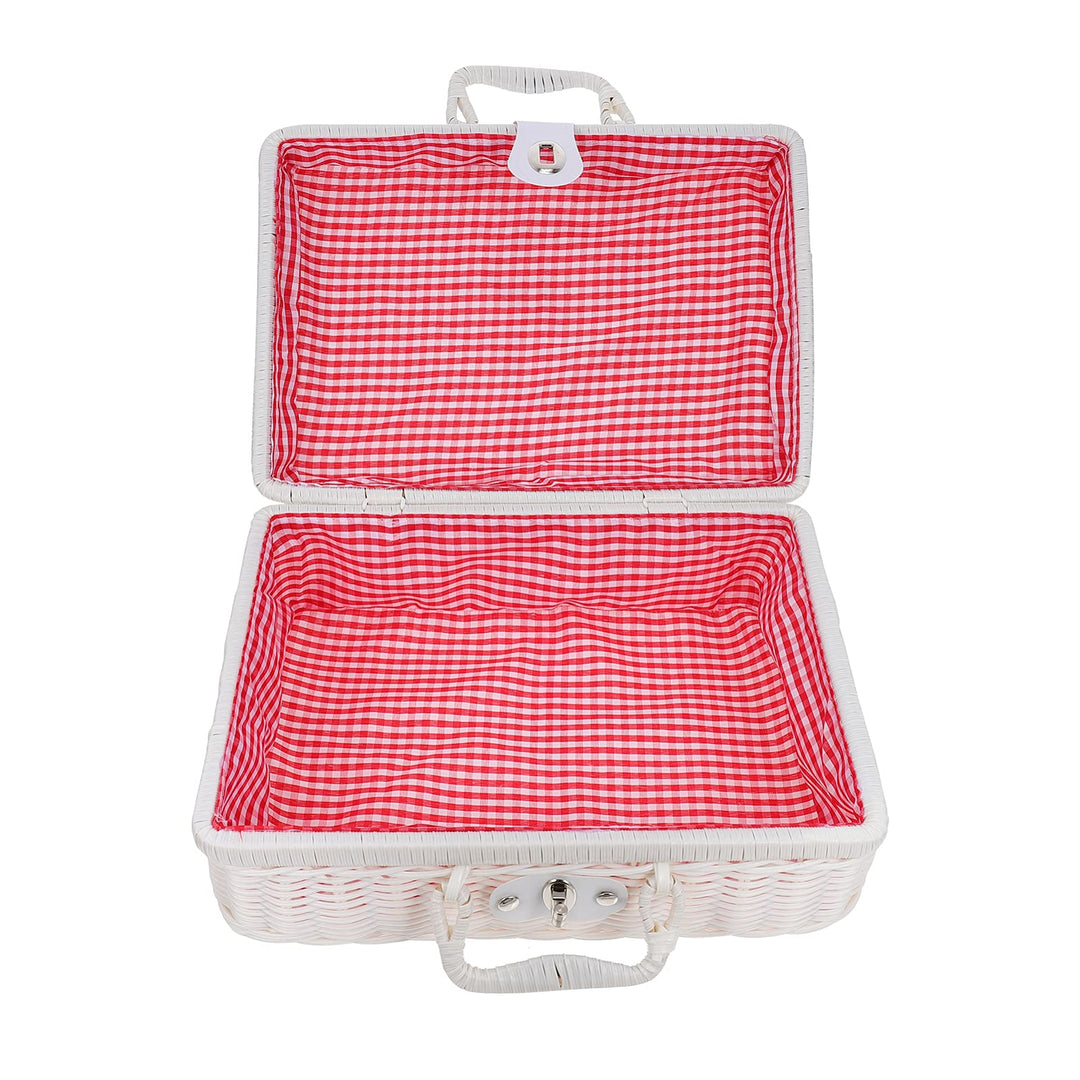 Tomaibaby Rattan Wicker Koffer Wicker Picknick Korb Stroh Lagerung Box mit Griffe Rattan Lagerung Bo