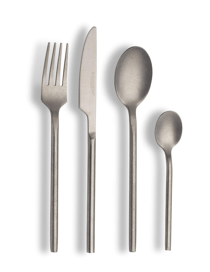 ECHTWERK Tafelbesteck Malou, Stonewashed silber, 16-teilig, Essbesteck für bis zu 4 Personen, Hochwe