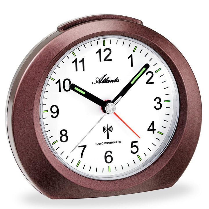 Funkwecker ohne Ticken mit Licht Snooze Leuchtzeiger Analog - 1856/3 (Braun), Braun