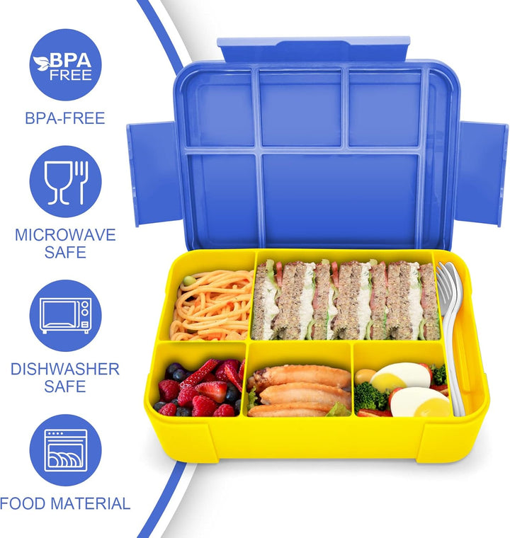 IJIAMY Brotdose Kinder mit Fächern, 1300ml Jausenbox Kinder, Auslaufsicher Bento Box, Lunchbox Kinde