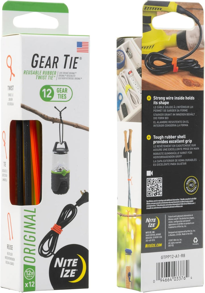 Nite Ize Gear Tie-Gr, Sortiert, 12 St. Kabelbinder, Mehrfarbig, S/12 Mehrfarbig S/12, Mehrfarbig S/1