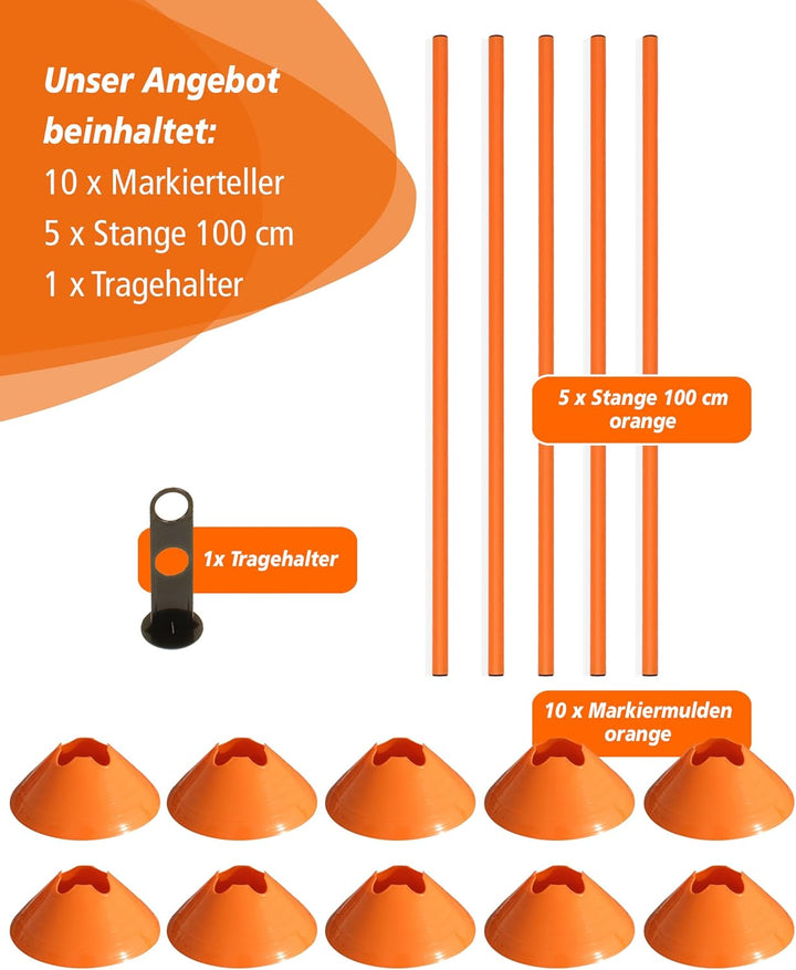 Mini-Hürden 5er Set mit Stangen 100 cm – für Agility- & Koordinationstraining – Cavaletti – Hürden &