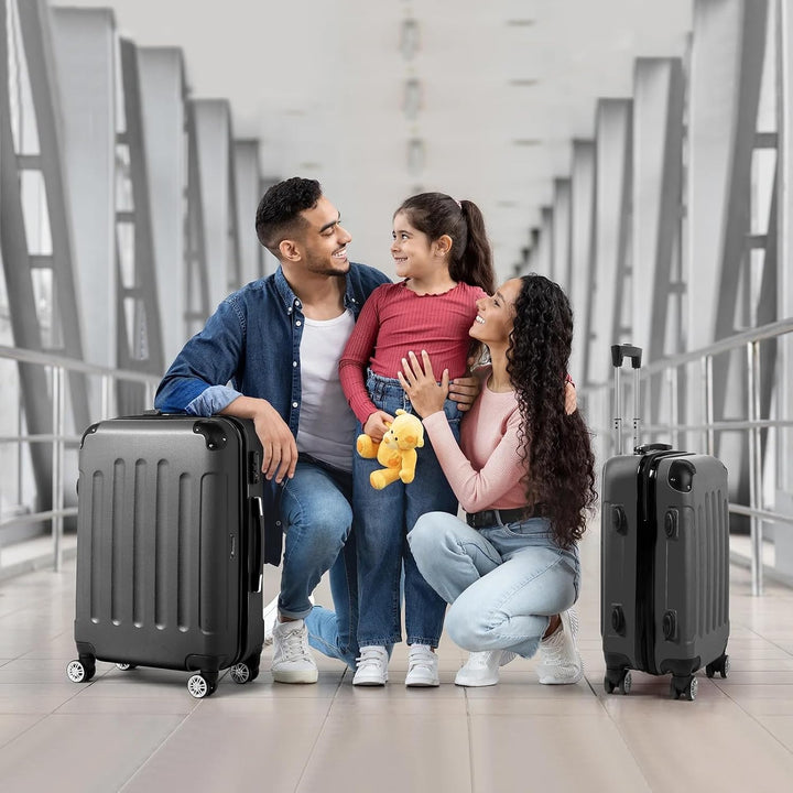 LEADZM Kofferset 3 teilig, Reisekoffer Set mit Eckenschutz, Koffer Set Hartschalen-Trolley aus ABS m