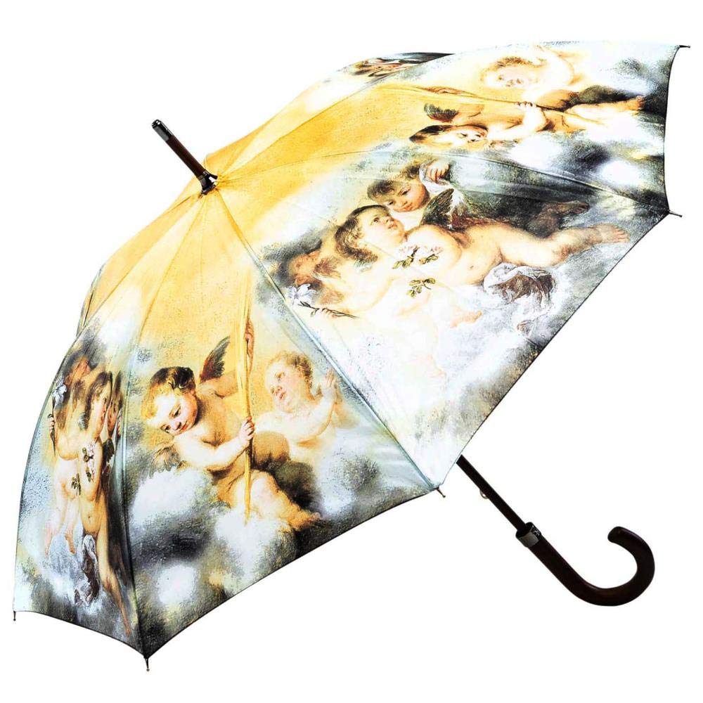 LUCKYWEATHER Regenschirm Stockschirm Damen Motiv Engel in den Wolken I Stockregenschirm gross und st