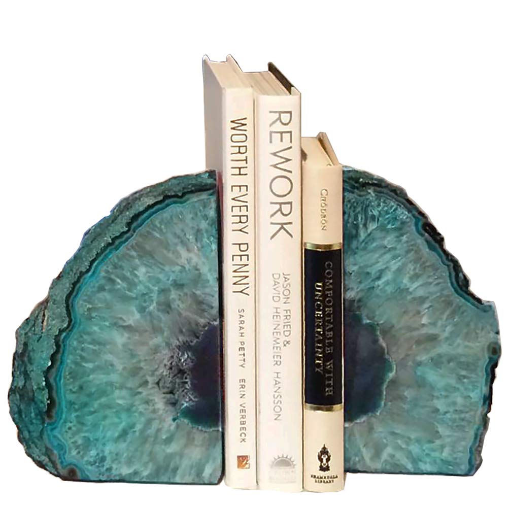 AMOYSTONE Buchstütze, Achat, poliert, robust, mit Gummipuffer 2-3LBS Dyed Teal Dyed Teal 2-3LBS, Dye