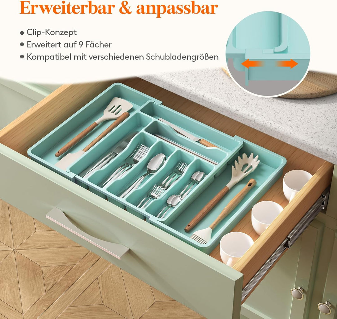 Lifewit Besteckkasten für Schubladen, erweiterbarer Besteckeinsatz für Küchenschubladen, verstellbar