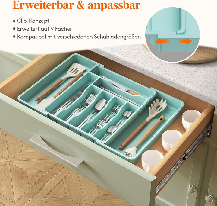 Lifewit Besteckkasten für Schubladen, erweiterbarer Besteckeinsatz für Küchenschubladen, verstellbar