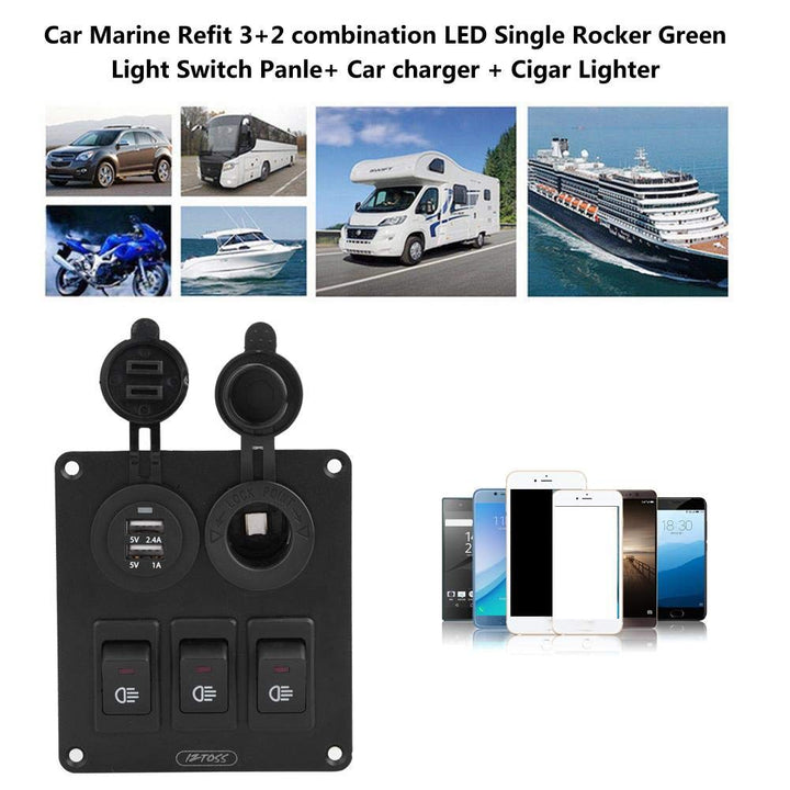 Keenso Auto Boot Wippschalter Panel, Wasserdichte marine LED 3 Gang Wippschalter Schaltpanel + Doppe