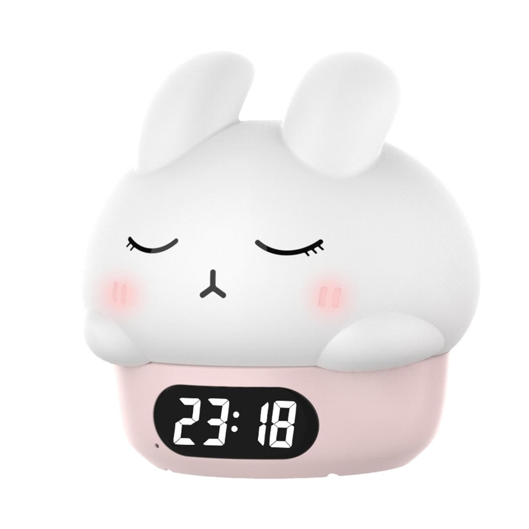 Bunny Alarm Clock, Rabbit Night Light, Sleep Training Alarm, Silicone Pat Light, Kids Wake Up Lamp,
