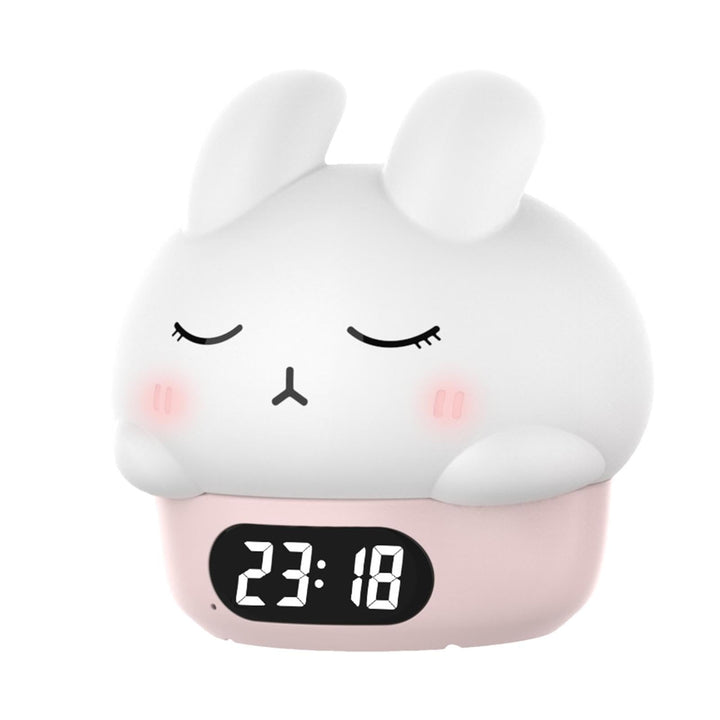 Bunny Alarm Clock, Rabbit Night Light, Sleep Training Alarm, Silicone Pat Light, Kids Wake Up Lamp,