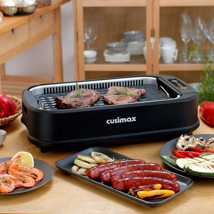 CUSIMAX Elektrogrill 1500W Tischgrill Elektrisch mit Deckel für den Innen- und Ausseneinsatz, elektr
