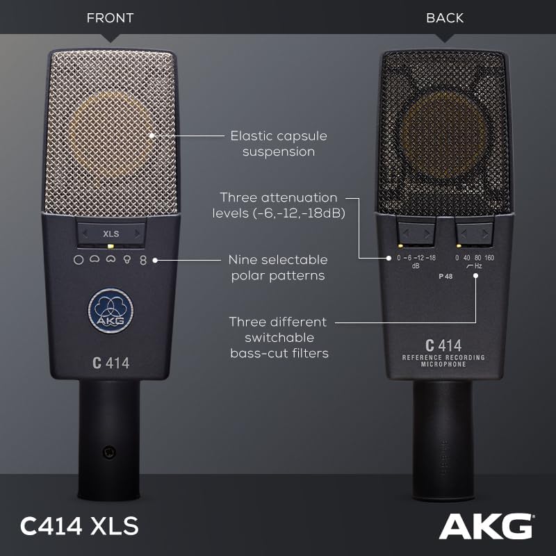 AKG C414 XLS Grossmembran-Kondensatormikrofon, legendäre Klangqualität, 9 wählbare Richtcharakterist