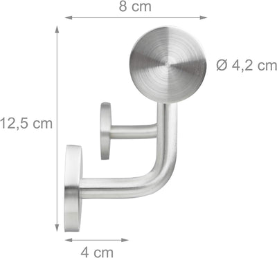 Relaxdays Handlauf, 304er Edelstahl, matt, rundes Treppengeländer, innen & aussen, 100 cm, Ø 42 mm,