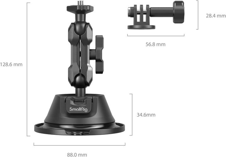 SMALLRIG Suction Cup Mount Doppelschicht-Saugnapfhalterung für GoPro Hero 12/11/10/9, für DJI Osmo A