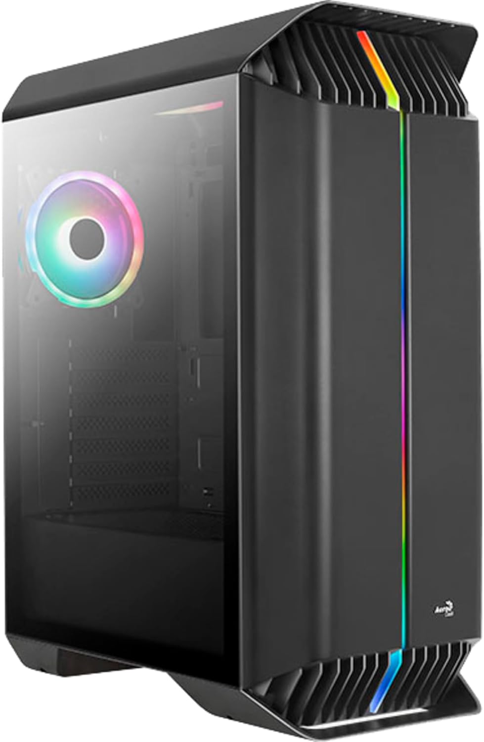 Aerocool Gladiator Duo, ARGB ATX Mid Tower Case, 3 x Duo 12 ARGB Fans, Tempered Glass Side Panel, Bl