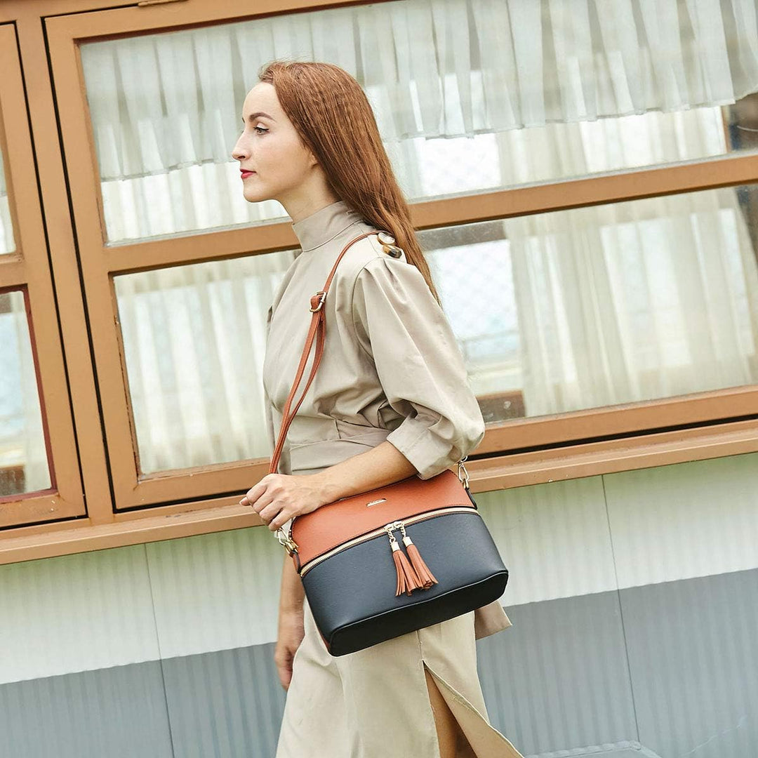 Frauen Mode Kunstleder Handtaschen Tote Tasche Schultertasche Top Griff Satchel Geldbörse Set 4pcs A