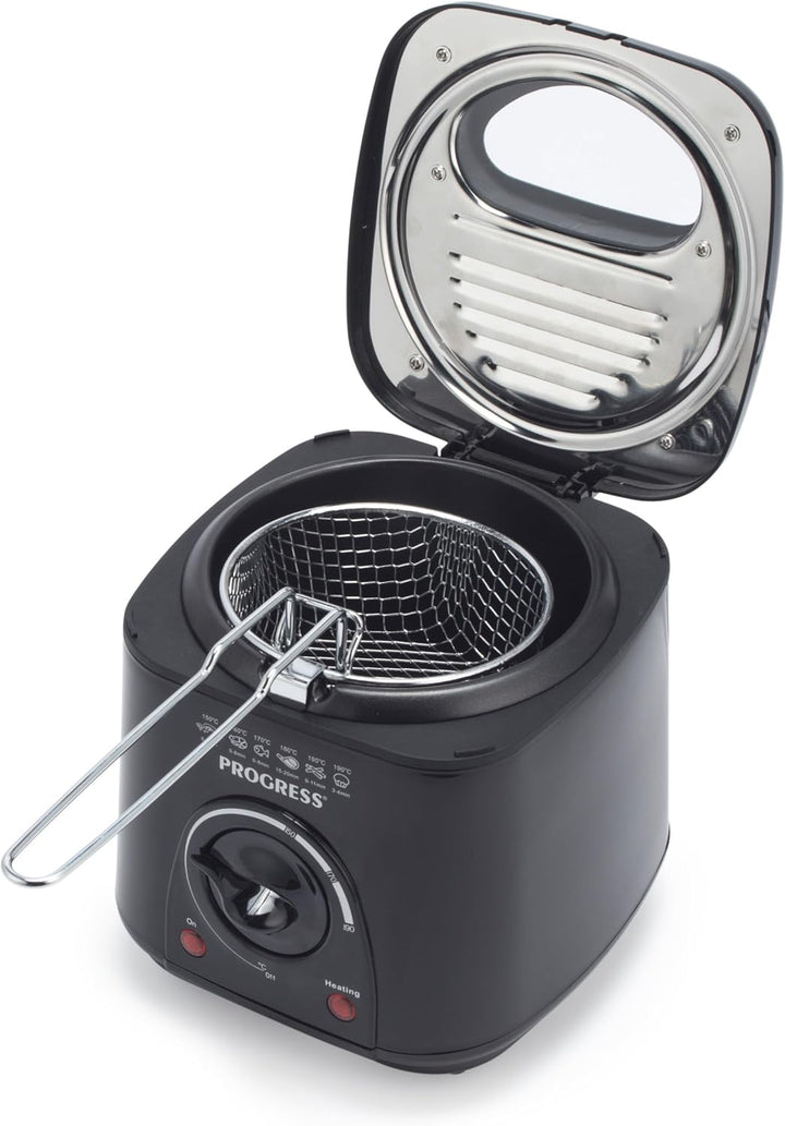 Progress EK2969PBLKVDE Kompakte 1L Mini-Fritteuse - Herausnehmbarer antihaftbeschichteter Frittierko