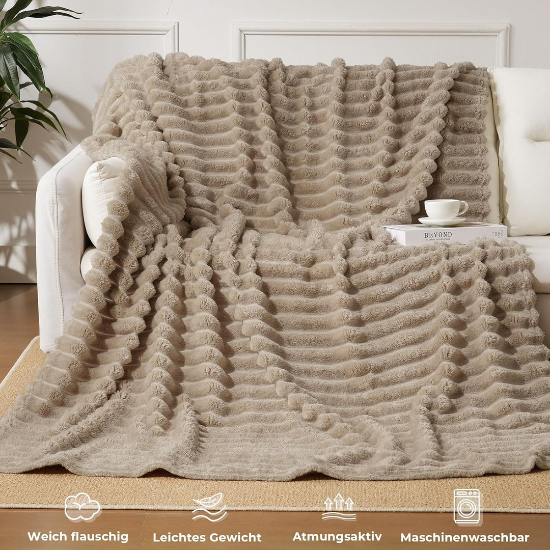 Kuscheldecke Flauschig, 200x230cm weiche und warme Fleecedecke, Sofadecke Couchdecke für Wohnzimmer