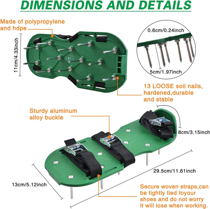 SHADDOCK Rasenbelüfter Schuhe Gartengras Rasenbelüfter Nagelschuhe mit mit 26 Spikes und 4 verstellb