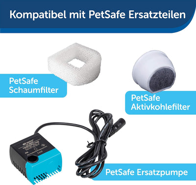 PetSafe Edelstahl-Trinkbrunnen Seaside, Sauberes Trinkwasser für Katzen und Hunde, Leiser Betrieb, 1