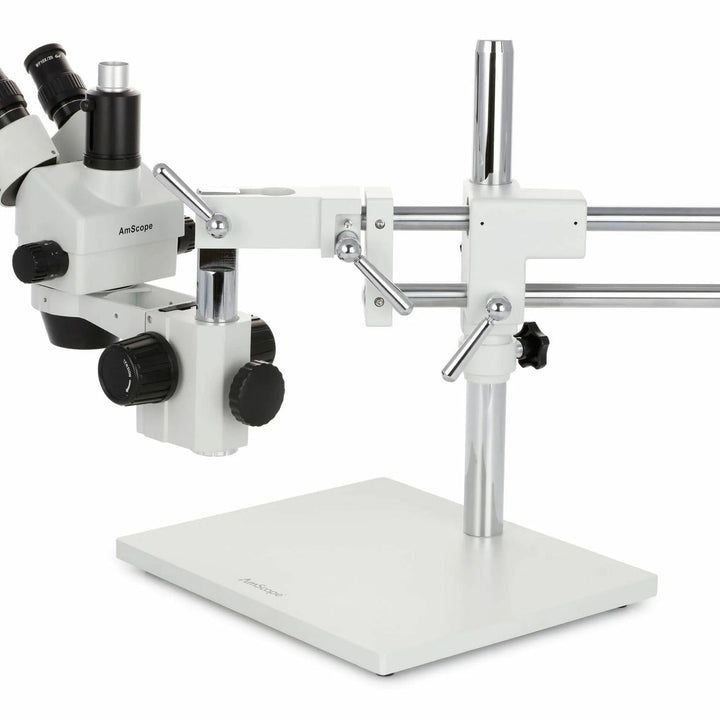 AmScope SM-4TZ-144 Trinokulares Stereomikroskop mit 144-LED-Ringlicht, 3.5X-90X, Weiss