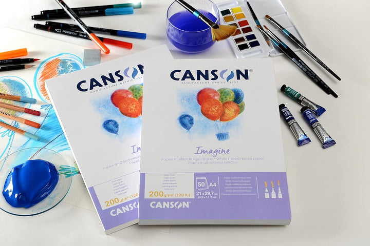 Canson 200005969 Imagine Mix-Media Papier, A1, rein weiss A1 - 59.4x84.1cm Single, A1 - 59.4x84.1cm