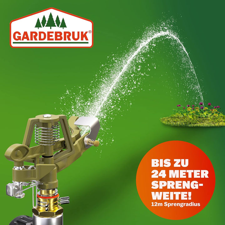 GARDEBRUK® Sprinkler 2er Set Erdspiess Sprengweite bis 24m Garten Impulsregner Rasensprenger Sektore