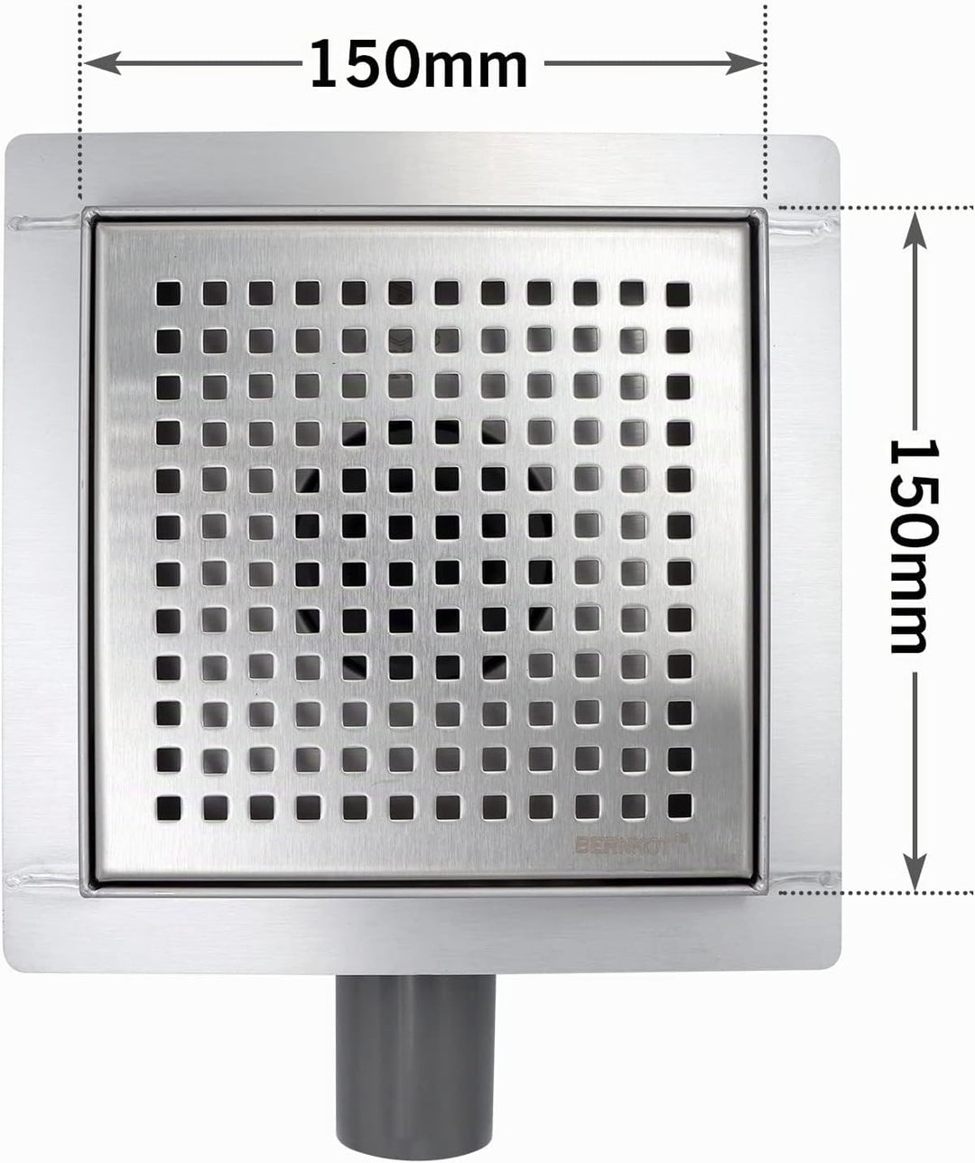Duschrinne Quadrat 15 * 15cm, 360° Siphon mit Geruchsstop und Haarsieb Edelstahl Ablaufrinne Bodenab