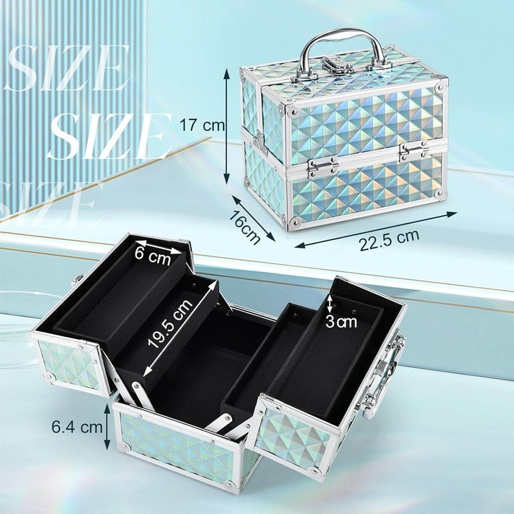 Kosmetikkoffer Klein Schminkkoffer Leer Make up Koffer Beauty Case mit Schloss Make up Organizer Kof