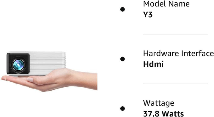 YOTON Mini Beamer, Projektor tragbarer 1080P Full HD, Y3 Heimkino Mini Projektor, kompatibel mit Sma