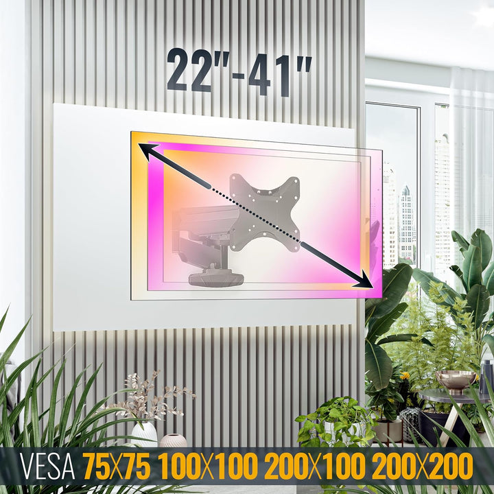 RICOO TV Monitor Wandhalterung Schwenkbar Gasdruckfeder für 23-42 Zoll, Universal TV Halterung S3422