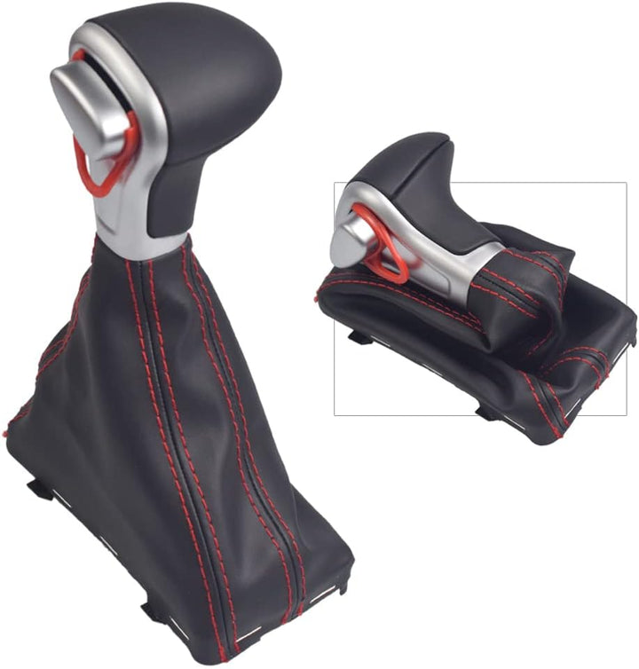Hacreyatu Automatisch Leder Auto Schaltknauf Stick Gaiter Boot Frame Kit für A-udi A4 B8 A5 Q5 (Schw