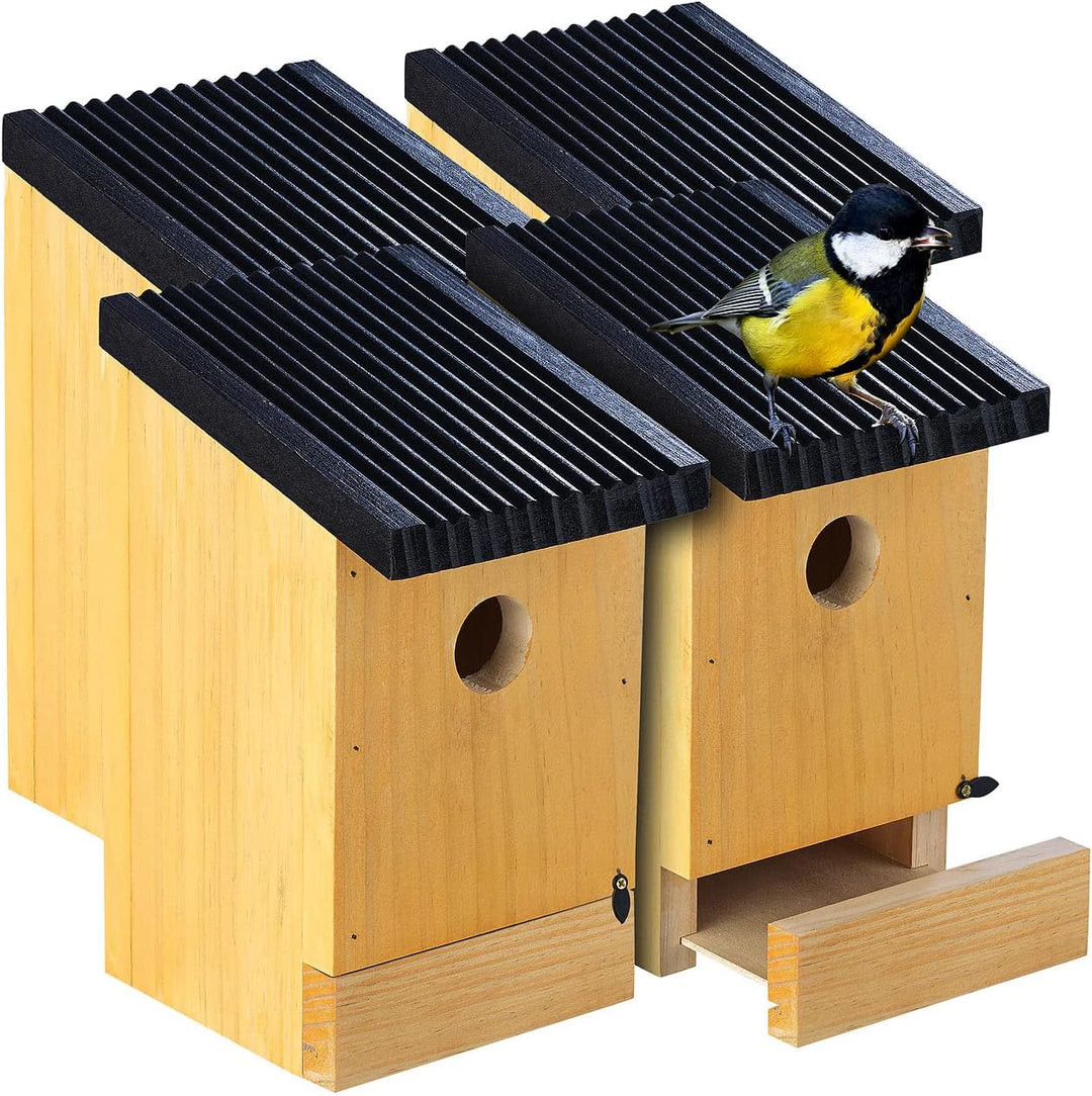 Royal Gardineer Vogelnistkasten: 4er-Set Tannenholz-Nistkästen für Wildvögel, 22x14x12 cm, vormontie