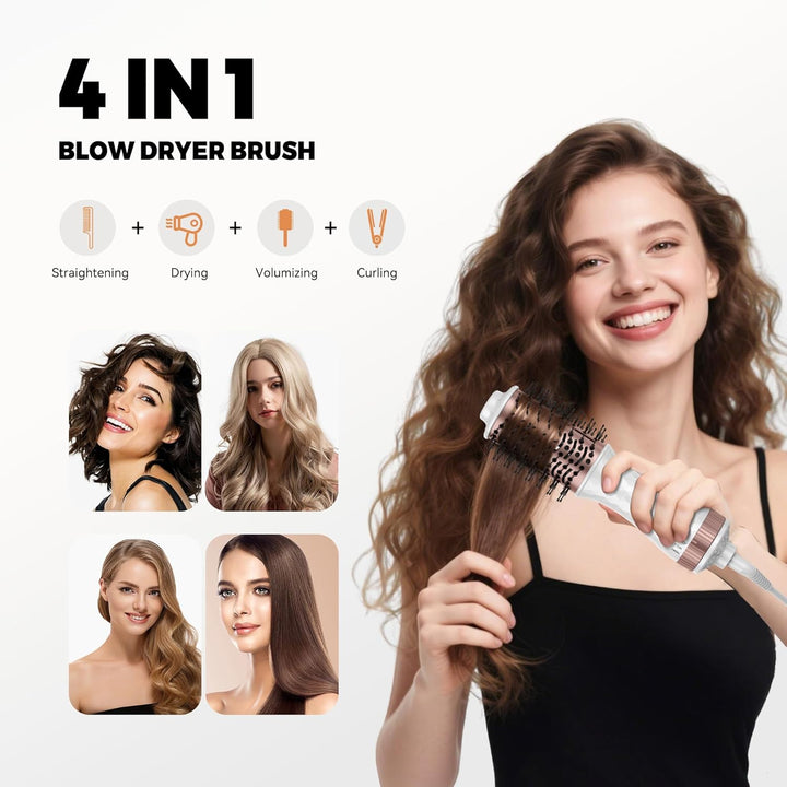Fönbürste MINI Warmluftbürste Rundbürstenföhn MINI, Haarbürste elektrisch, Travel 4-in-1 Haarföhn Bü