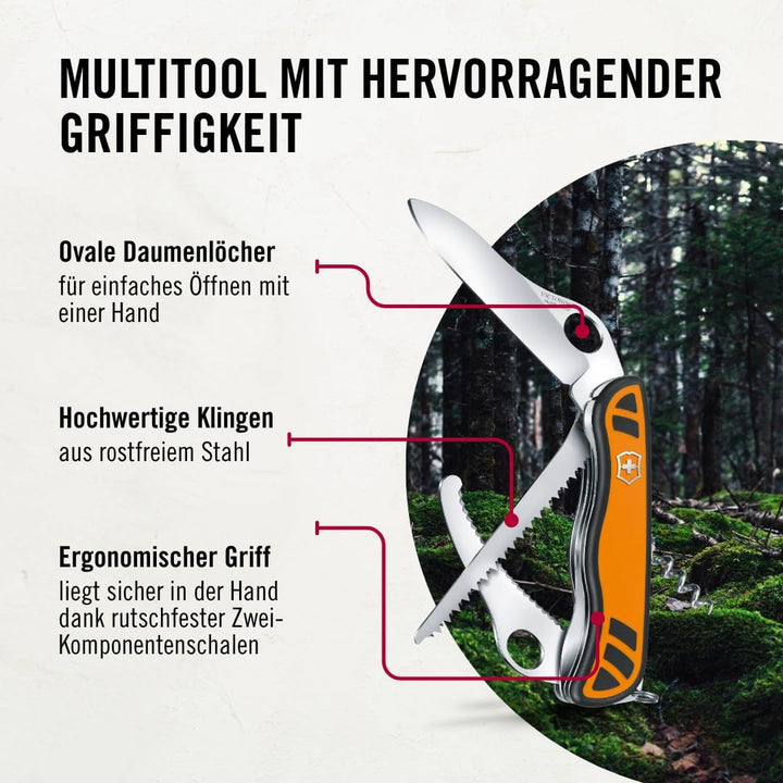 Victorinox Taschenmesser Hunter XT Grip (6 Funktionen, Feststellbare Waidklinge, Kordel) orange/schw