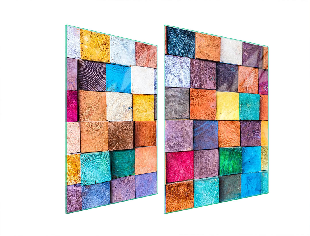 TMK ArtDeko Herdabdeckplatte 2 Teilig 30x52 + 40x52 cm - Spritzschutz Herdabdeckung – Herdschutz aus