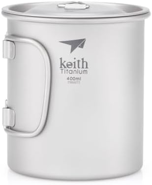 Keith 300 ml / 900 ml Titan Tasse Outdoor Geschirr Camping Reisen Faltbare Griff Tasse Grau, Grau