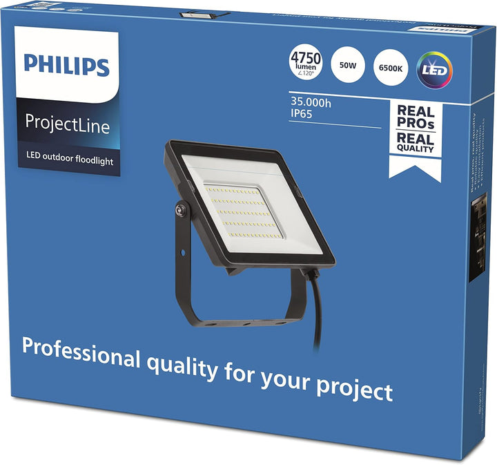 Philips ProjectLine Flutlicht, 50W, 6500K, schwarz ohne Sensor 6500K 50w, ohne Sensor 6500K 50w