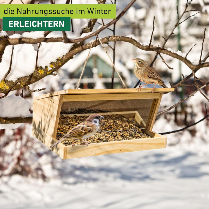 Windhager Vogelfuttersilo Pultdach XXL, Vogelhaus, Futterhaus für Vögel, Vogelhäuschen, Nistkasten V