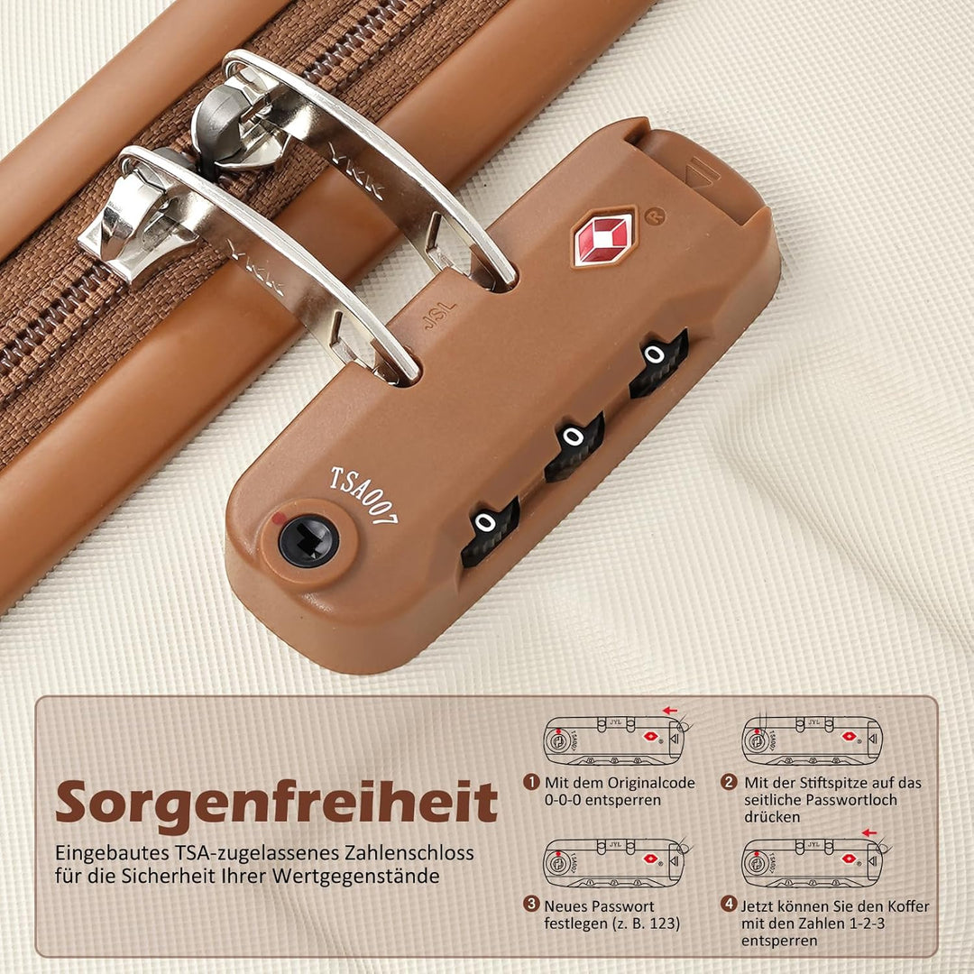 COOLIFE Koffer Trolley Koffer Reisekoffer von ABS Hartschalen Trolley 4 Rollen TSA-Schloss Der Koffe