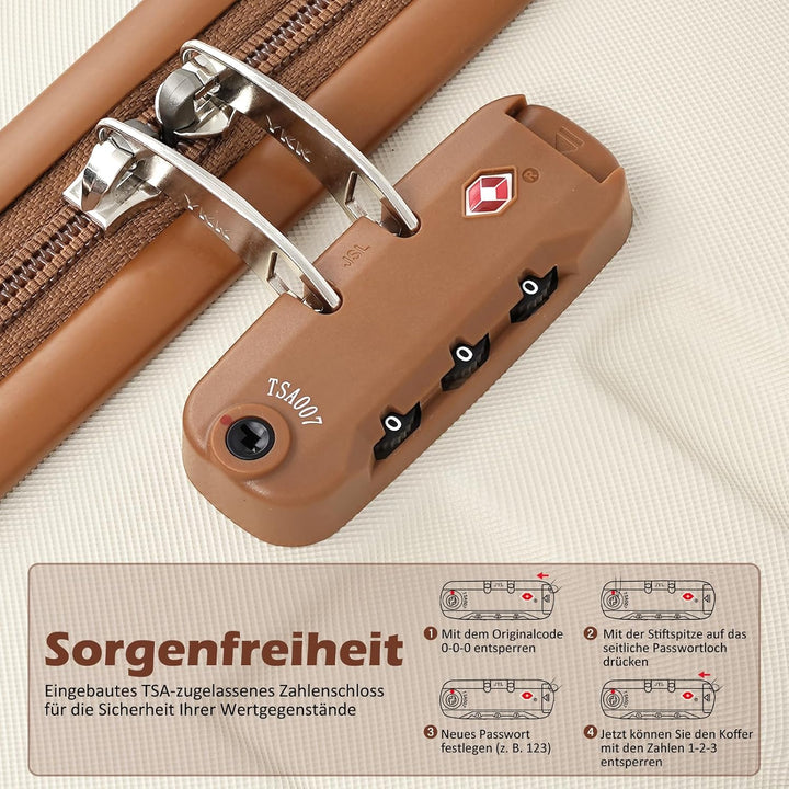 COOLIFE Koffer Trolley Koffer Reisekoffer von ABS Hartschalen Trolley 4 Rollen TSA-Schloss Der Koffe
