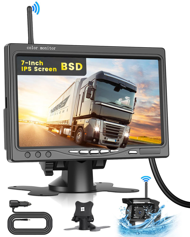 Wireless Reversing Camera Kit mit 7-Zoll-IPS-Bildschirm, Anti-Interferenz, IP68 wasserdichte IR-Nach