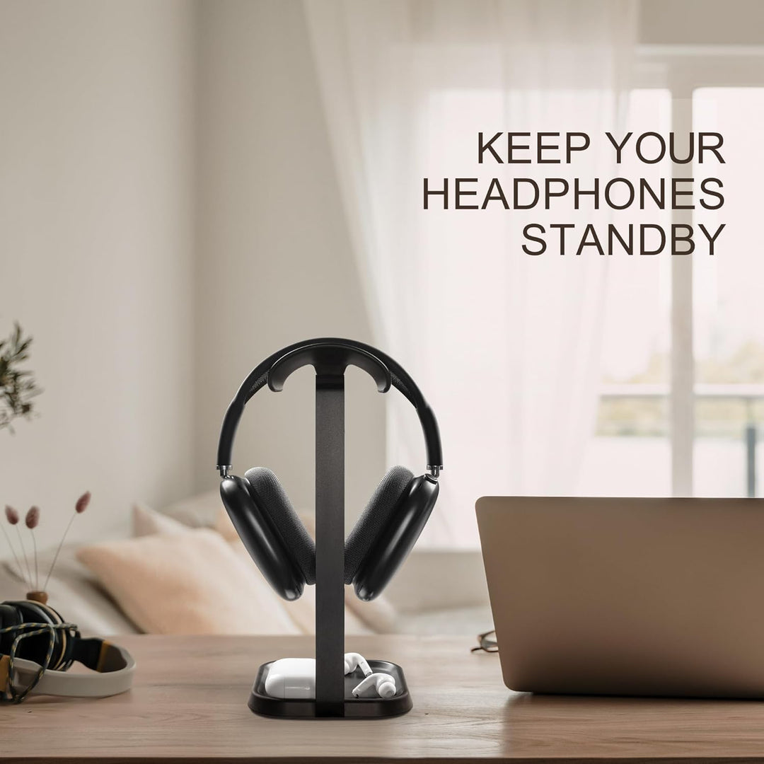 Kopfhörer Ständer, Gebogener Headset Halterung mit Ablagefach, Schwere Basis Gaming Kopfhörer Halter